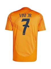 adidas Orange Original Real Madrid Away Authentic Shirt 2024-25 Vini Jr. 7 Printing - Image 3 of 3
