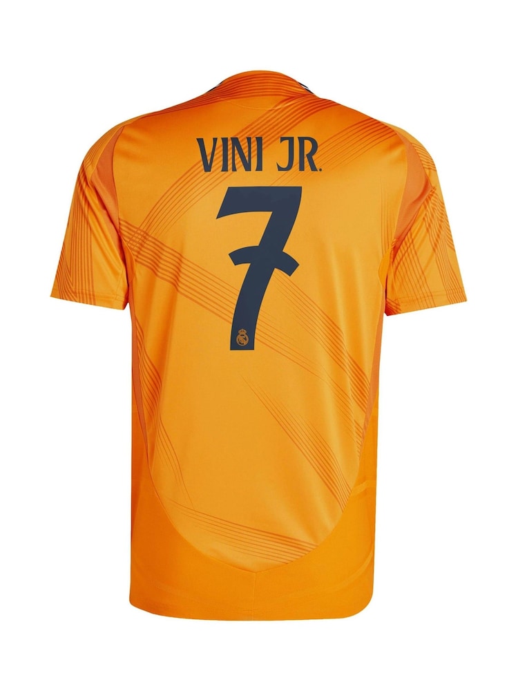 adidas Orange Original Real Madrid Away Authentic Shirt 2024-25 Vini Jr. 7 Printing - Image 3 of 3