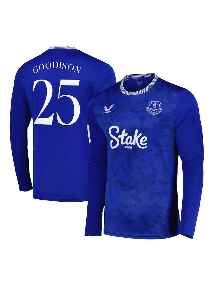 Castore Blue Everton Home Replica Shirt 2024-25 Long Sleeve with Goodison 25 Printing and Goodison Park Commemorative Patch - Image 3 of 3