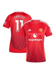 adidas Red Womens Manchester United EPL Home Shirt 2024-25 with Zirkzee 11 Printing - Image 1 of 3