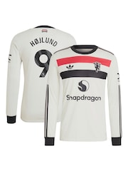 adidas White Manchester United EPL Third Authentic Shirt 2024-25 Long sleeve With Hojlund 9 Printing - Image 1 of 3