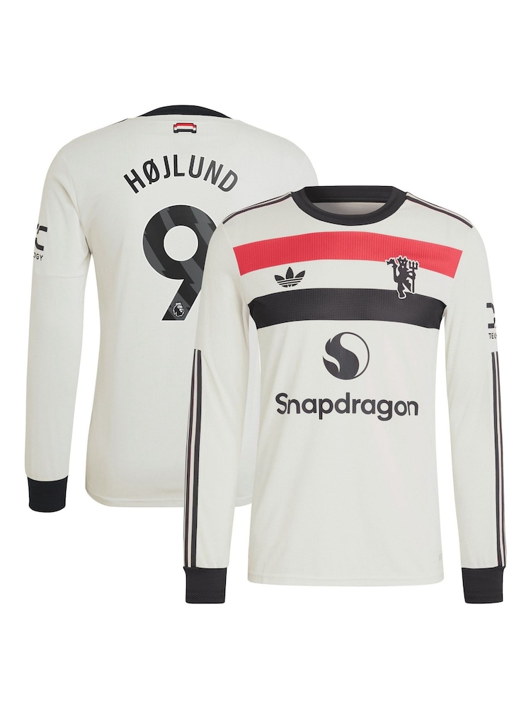adidas White Manchester United EPL Third Authentic Shirt 2024-25 Long sleeve With Hojlund 9 Printing - Image 1 of 3