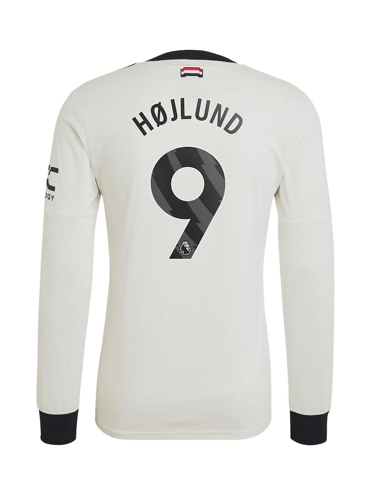 adidas White Manchester United EPL Third Authentic Shirt 2024-25 Long sleeve With Hojlund 9 Printing - Image 3 of 3