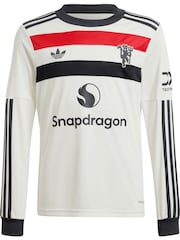 adidas White Kids Manchester United EPL Third Shirt 2024-25 Long Sleeve with Martinez 6 printing - Image 2 of 3
