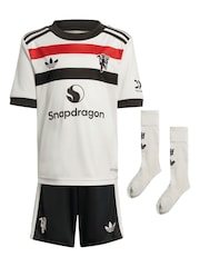 adidas White Manchester United EPL Third Mini Kit 2024-25 with Hojlund 9 Printing - Image 1 of 3