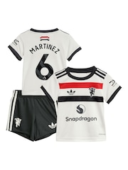 adidas White Baby Manchester United EPL Third Kit 2024-25 with Martinez 6 Printing - Image 1 of 3
