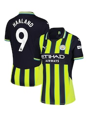 Puma Blue Womens Manchester City Away Shirt 2024-25 Haaland 9 Printing - Image 1 of 3