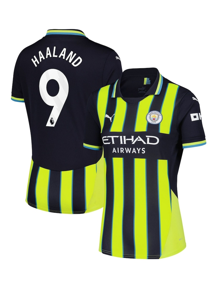 Puma Blue Womens Manchester City Away Shirt 2024-25 Haaland 9 Printing - Image 1 of 3