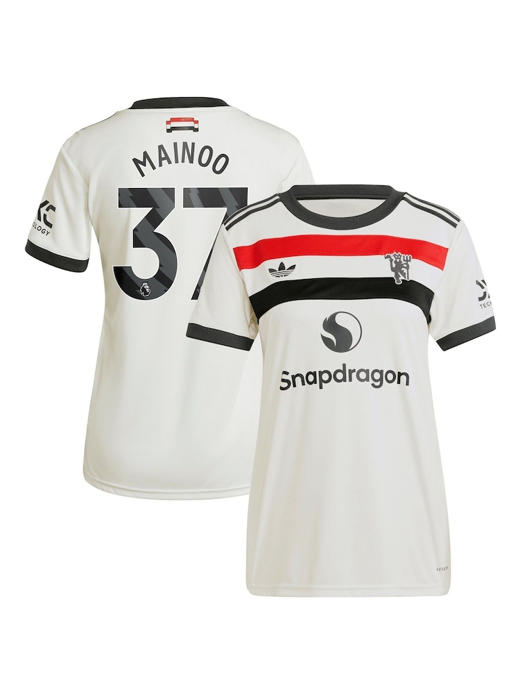 adidas White Womens Manchester United EPL Third Shirt 2024-25 With Mainoo 37 Printing - Image 1 of 3
