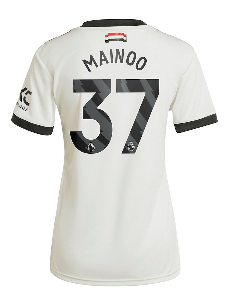 adidas White Womens Manchester United EPL Third Shirt 2024-25 With Mainoo 37 Printing - Image 3 of 3