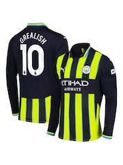 Puma Blue Manchester City Away Shirt 2024-25 Long Sleeve Grealish 10 Printing - Image 1 of 3