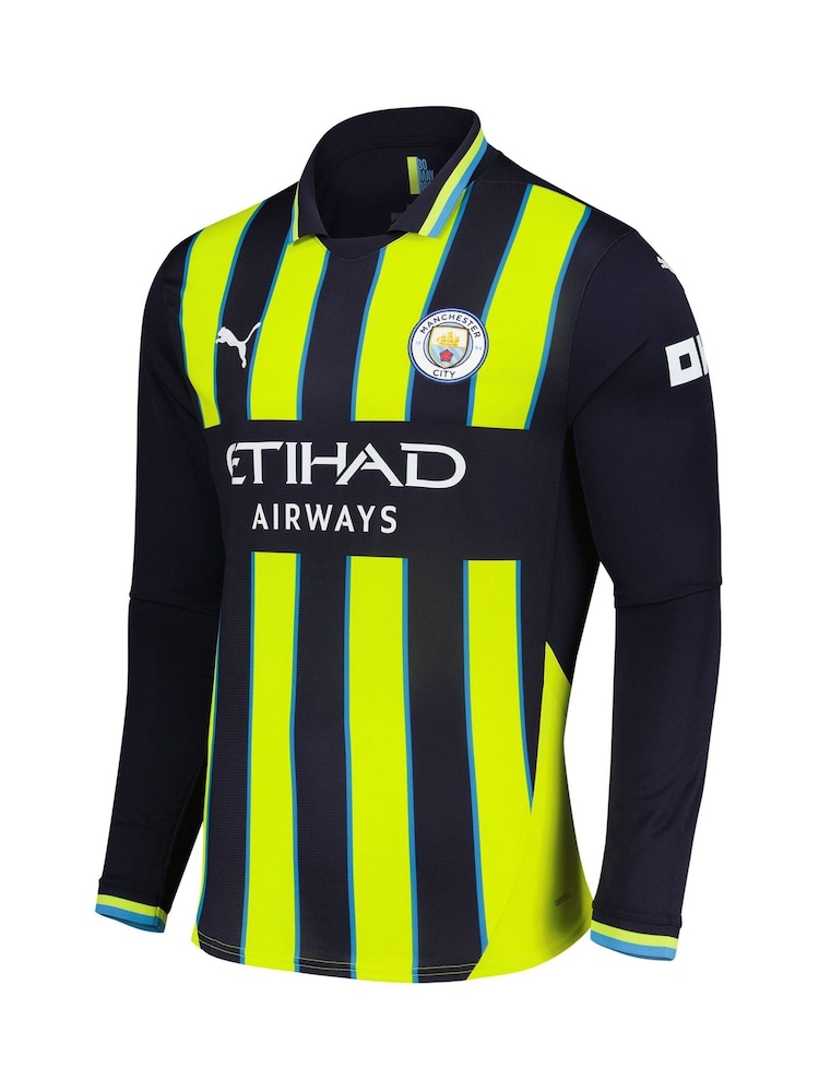 Puma Blue Manchester City Away Shirt 2024-25 Long Sleeve Grealish 10 Printing - Image 2 of 3