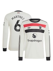 adidas White Manchester United EPL Third Authentic Shirt 2024-25 Long sleeve With Martinez 6 Printing - Image 1 of 3