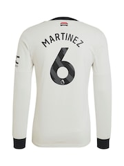 adidas White Manchester United EPL Third Authentic Shirt 2024-25 Long sleeve With Martinez 6 Printing - Image 3 of 3