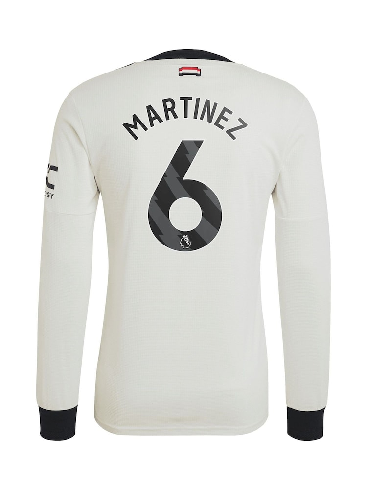 adidas White Manchester United EPL Third Authentic Shirt 2024-25 Long sleeve With Martinez 6 Printing - Image 3 of 3