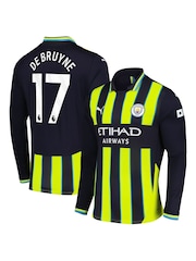 Puma Blue Manchester City Away Shirt 2024-25 Long Sleeve De Bruyne 17 Printing - Image 1 of 3