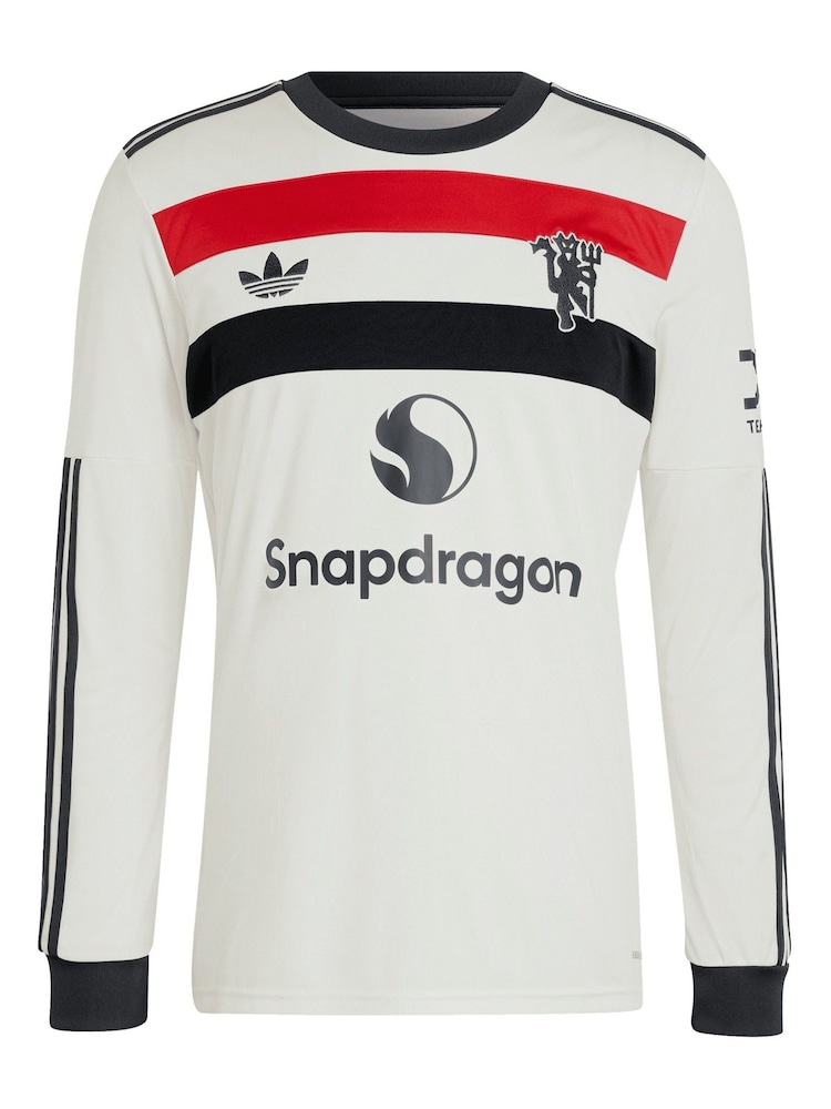 adidas White Manchester United EPL Third Shirt 2024-25 Long sleeve With Garnacho 17 Printing - Image 1 of 3
