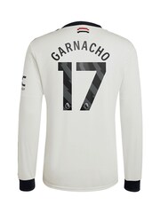 adidas White Manchester United EPL Third Shirt 2024-25 Long sleeve With Garnacho 17 Printing - Image 2 of 3