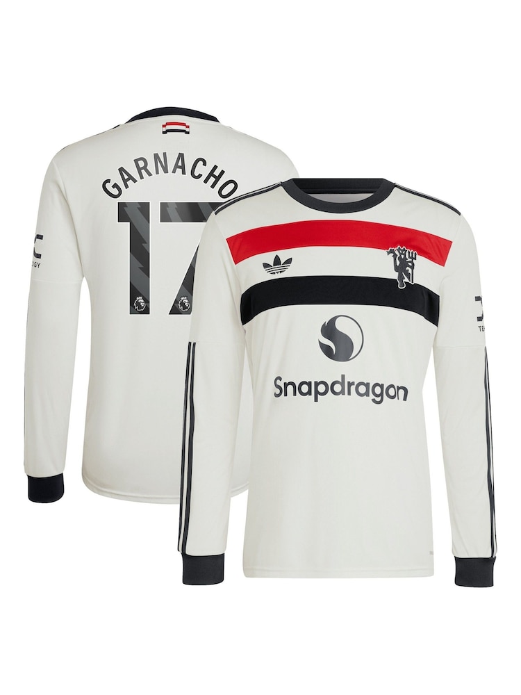 adidas White Manchester United EPL Third Shirt 2024-25 Long sleeve With Garnacho 17 Printing - Image 3 of 3