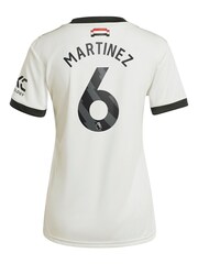 adidas White Womens Manchester United EPL Third Shirt 2024-25 With Martinez 6 Printing - Image 3 of 3