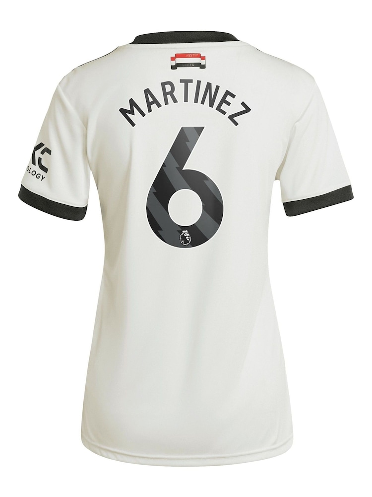 adidas White Womens Manchester United EPL Third Shirt 2024-25 With Martinez 6 Printing - Image 3 of 3
