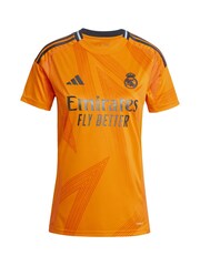 adidas Orange Womens Real Madrid Away Shirt 2024-25 Bellingham 5 Printing - Image 2 of 3