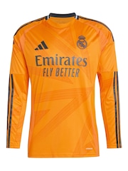 adidas Orange Real Madrid Away Shirt 2024-25 Long Sleeve Mbappe 9 Printing - Image 1 of 3