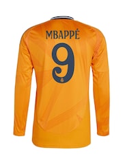 adidas Orange Real Madrid Away Shirt 2024-25 Long Sleeve Mbappe 9 Printing - Image 2 of 3