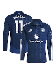 adidas Blue Manchester United EPL Away Shirt 2024-25 Long Sleeve With Zirkzee 11 Printing - Image 1 of 3