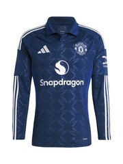 adidas Blue Manchester United EPL Away Shirt 2024-25 Long Sleeve With Zirkzee 11 Printing - Image 2 of 3