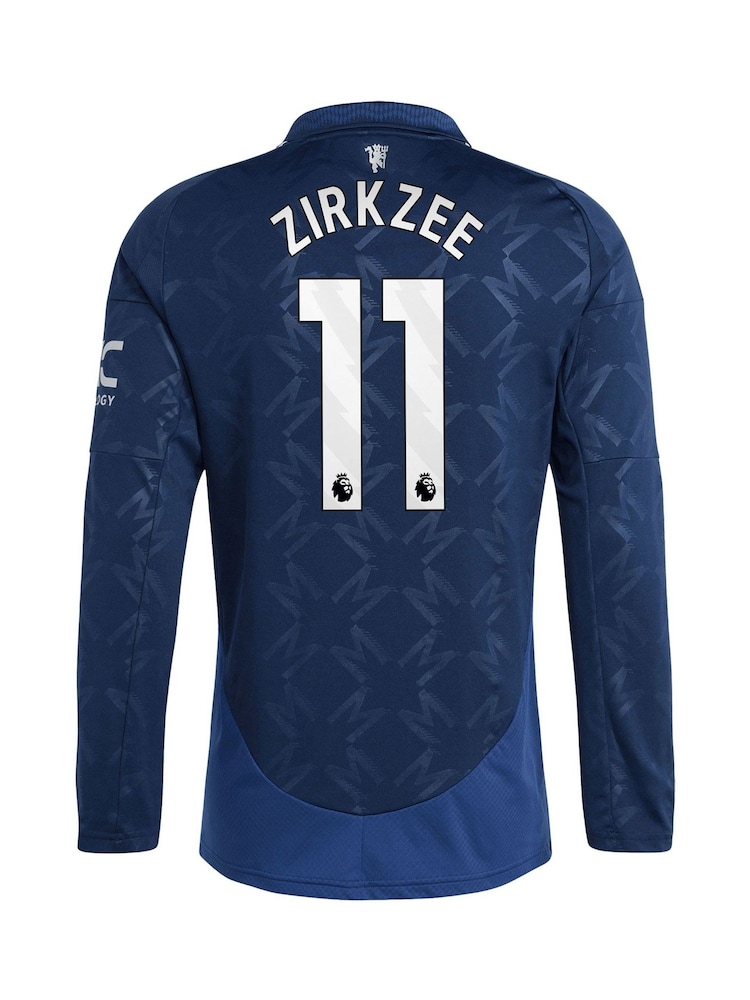 adidas Blue Manchester United EPL Away Shirt 2024-25 Long Sleeve With Zirkzee 11 Printing - Image 3 of 3