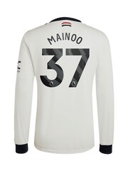 adidas White Manchester United EPL Third Shirt 2024-25 Long Sleeve With Mainoo 37 Printing - Image 3 of 3