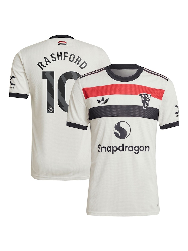 adidas White Manchester United EPL Third Authentic Shirt 2024-25 With Rashford 10 Printing - Image 1 of 3