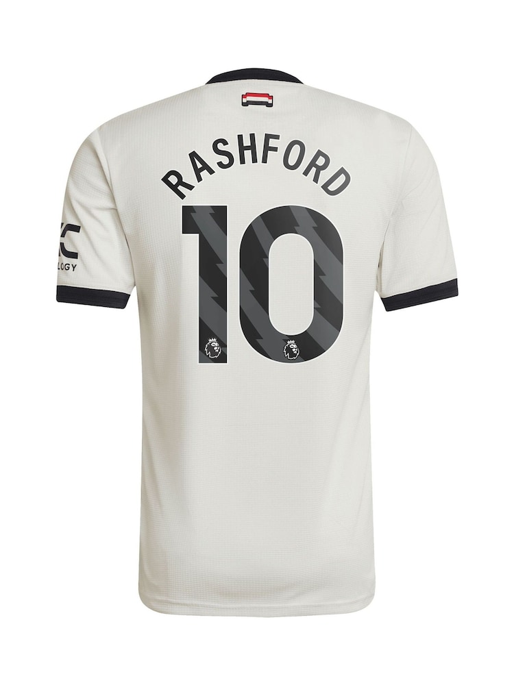 adidas White Manchester United EPL Third Authentic Shirt 2024-25 With Rashford 10 Printing - Image 3 of 3