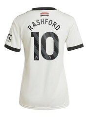 adidas White Womens Manchester United EPL Third Shirt 2024-25 with Rashford 10 Printing - Image 3 of 3