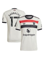 adidas White Manchester United EPL Third Authentic Shirt 2024-25 With Garnacho 17 Printing - Image 1 of 3
