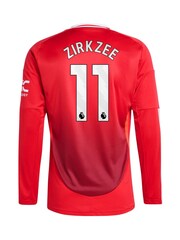 adidas Red Manchester United EPL Home Shirt 2024-25 Long Sleeve With Zirkzee 11 Printing - Image 3 of 3