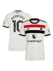 adidas White Manchester United EPL Third Shirt 2024-25 With Rashford 10 Printing - Image 1 of 3