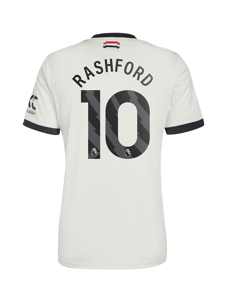 adidas White Manchester United EPL Third Shirt 2024-25 With Rashford 10 Printing - Image 3 of 3