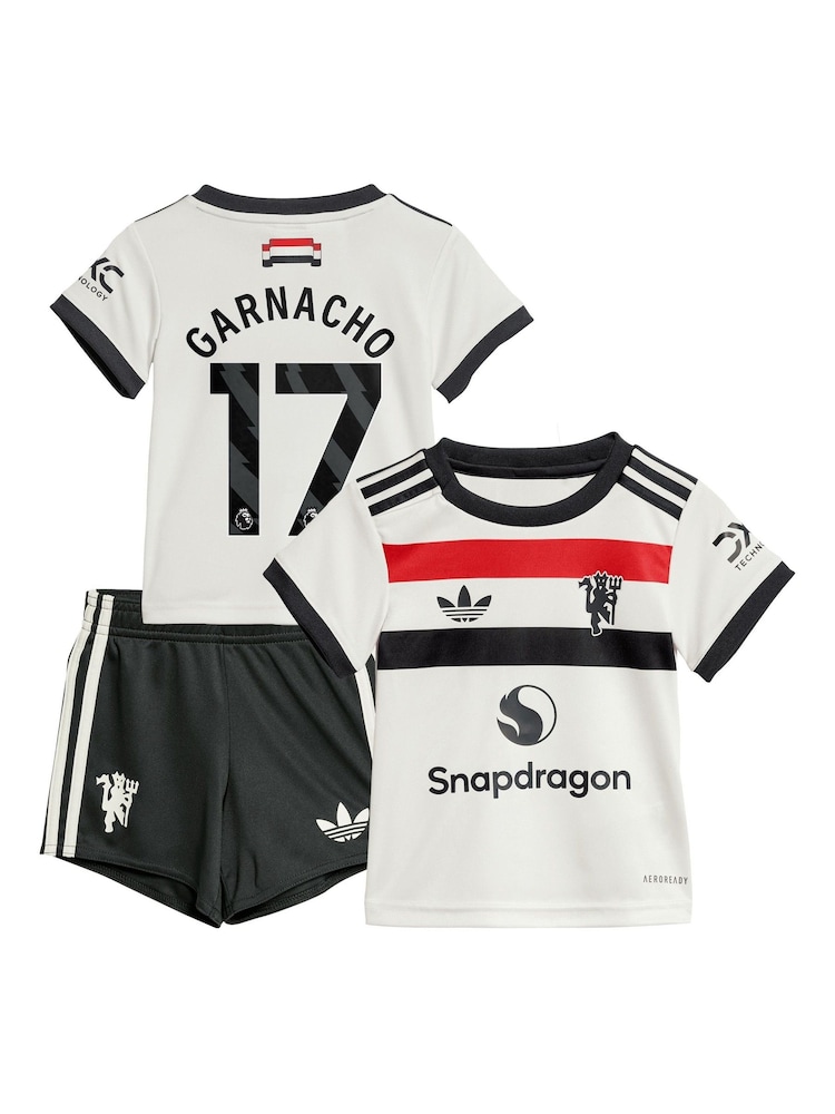 adidas White Manchester United EPL Third Baby Kit 2024-25 with Garnacho 17 Printing - Image 3 of 3