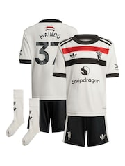 adidas White Manchester United EPL Third Mini Kit 2024-25 with Mainoo 37 Printing - Image 1 of 3