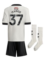 adidas White Manchester United EPL Third Mini Kit 2024-25 with Mainoo 37 Printing - Image 3 of 3