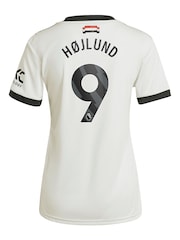 adidas White Womens Manchester United EPL Third Shirt 2024-25 with Hojlund 9 printing - Image 3 of 3