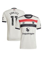 adidas White Manchester United EPL Third Authentic Shirt 2024-25 With Zirkzee 11 Printing - Image 1 of 3
