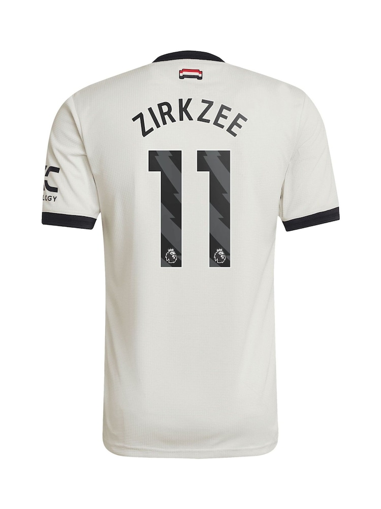 adidas White Manchester United EPL Third Authentic Shirt 2024-25 With Zirkzee 11 Printing - Image 2 of 3