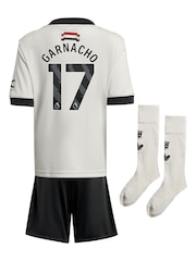 adidas White Manchester United EPL Third Mini Kit 2024-25 with Garnacho 17 Printing - Image 3 of 3