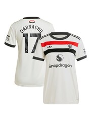 adidas White Womens Manchester United EPL Third Shirt 2024-25 with Garnacho 17 Printing - Image 1 of 3