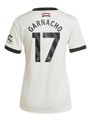 adidas White Womens Manchester United EPL Third Shirt 2024-25 with Garnacho 17 Printing - Image 3 of 3