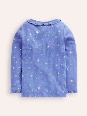 Boden Blue Ruffle Sparkle Pointelle T-Shirt - Image 2 of 3