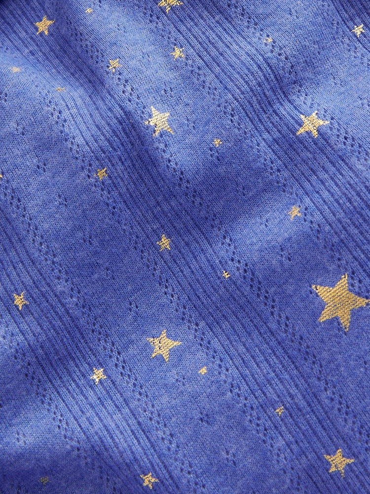 Boden Blue Ruffle Sparkle Pointelle T-Shirt - Image 3 of 3